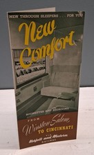 Folleto de colección 1949 N&W Norfolk & Western Railway Winston-Salem a Cincinnati