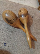 Maracas Musical Instrument Vintage Wooden Pair