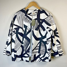 Chico's size 1 us medium chicos Open Blazer Black White Geometric Career NWT