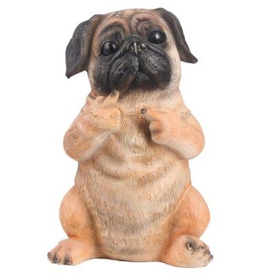 Clearance-Funny Sitting Pug Garden Statue Go Away Yard Flowerbed Decoration