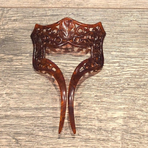 Antique Celluloid Hair Comb Faux Tortoiseshell Victorian Revival Hair Accessory