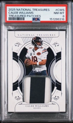 2025 National Treasures Caleb Williams Treasures Patches /49 - PSA 8