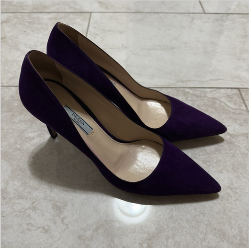 Prada Shoes Womens Size 39 Purple Suede Pointed Toe High Heel Pumps Made Italy - Picture 5 of 9