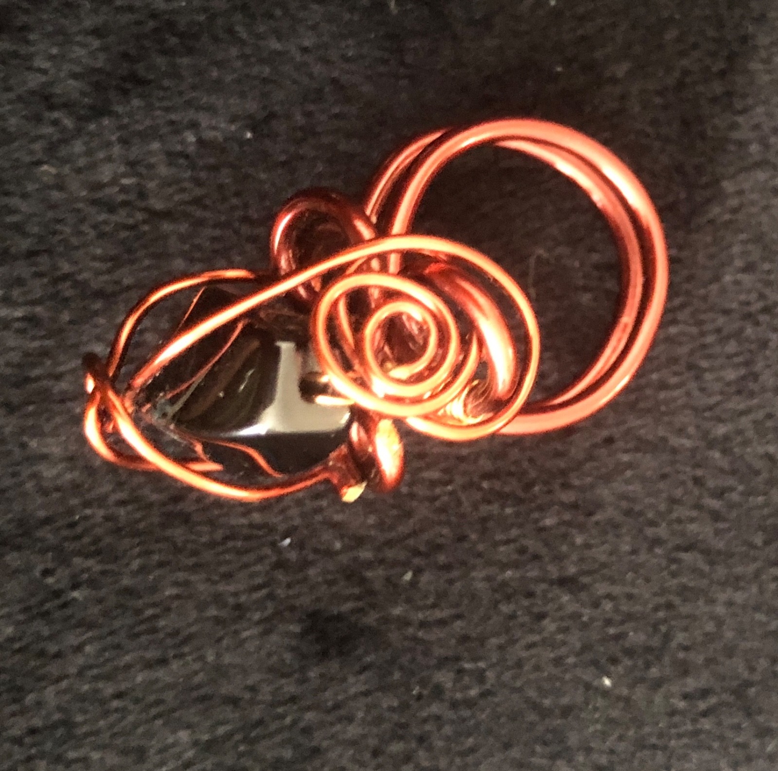 Handcrafted wire-wrapped ring, copper, gemstone, … - image 4