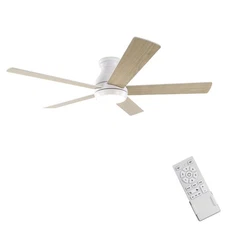 Indoor Low Profile Ceiling Fan White LED 52 Ceiling Fans For Bedroom,Living R...