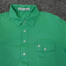Criquet Polo Shirt Mens Large Green Cotton Pocket Golf Lightweight Casual