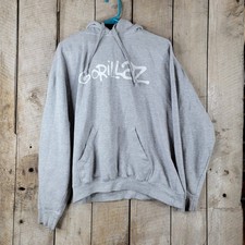 Gorillaz Band Hoodie Gray Pullover Graphic Logo Adult Large Unisex