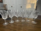 6 Vintage Signed Waterford Crystal LISMORE Water Wine Glass Goblets, 8oz