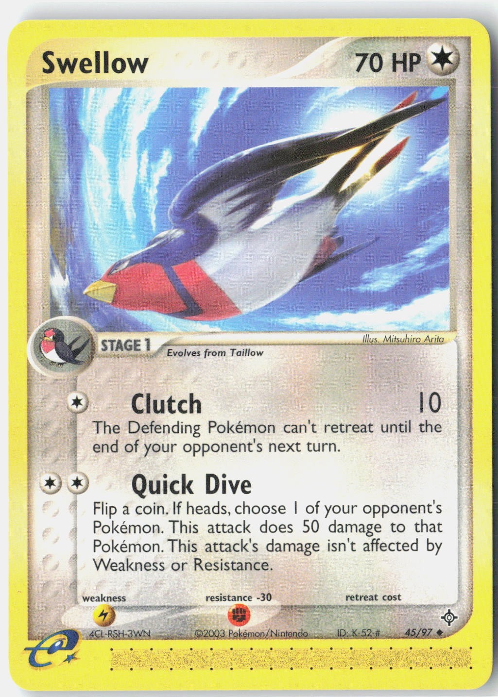 Swellow 45/97 Uncommon Dragon Pokemon Near Mint
