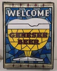 Vintage Genessee Beer Faux Stain Glass Welcome Sign Breweriana 14x18