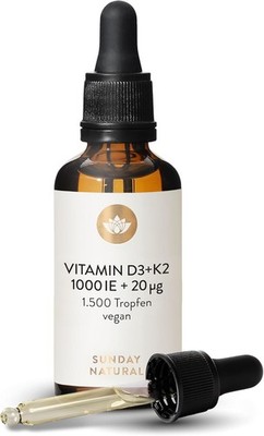 SUNDAY NATURAL  Vitamin D3 K2 Tropfen Hochdosiert   Premium Vitamin D 3 1.000 IE