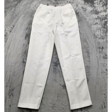 Vintage National Pants Womens 12 White Pull On Stretch Tapered Casual Pockets
