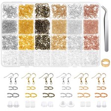 Anezus 1900 Pcs Earring Making Kit with Jewelry Hooks, Fish Hook Bronze