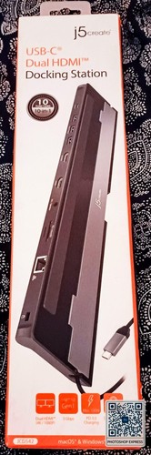 j5 Create USB-C Dual HDMI Docking Station 10 In 1 Functions