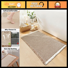 Non-Slip Waffle Bath Mat - Washable, Super Absorbent, Quick Dry, 18" x 30", Boho