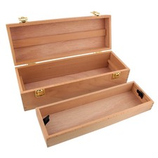 U.S. Art Supply Multi-Function Wood Artist Tool Box w/ Locking Clasps  Tray