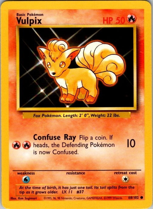 Vulpix 68/102 Base Set Common NM Pokemon TCG
