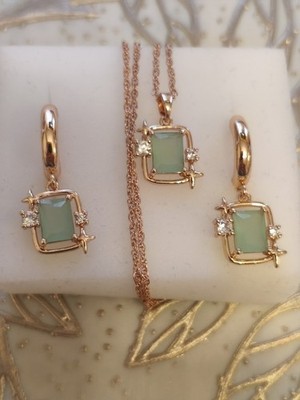 Elegantes Schmuckset Xuping mit mintgrünen Steinen