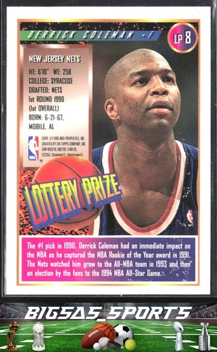 Derrick Coleman 1994-95 Finest Lottery Prize #LP8 New Jersey Nets - Picture 2 of 2