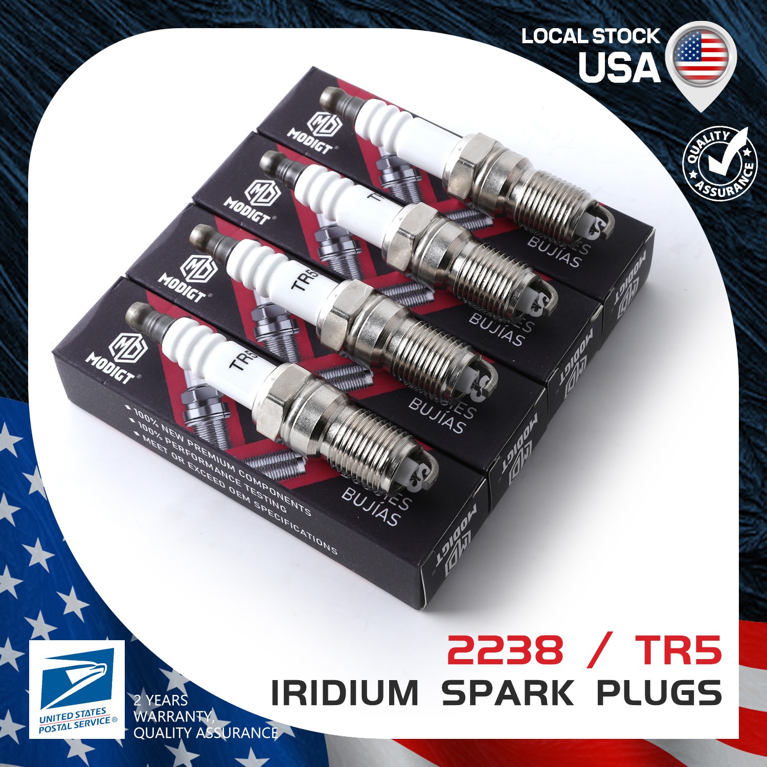 Set of 4 For NGK Iridium Resistor Spark Plugs 2238 TR5 Premium Quality- US STOCK