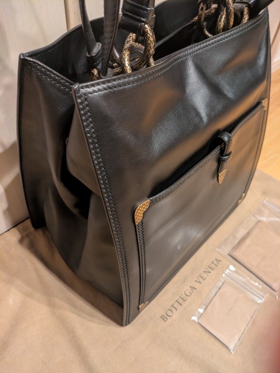 Bottega Veneta Black Leather Tote Bag 50th Anniversary Excellent Condition thumbnail 7