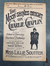 1916 Charlie Chaplin THE MOON SHINES BRIGHT Original WWI Sheet Music Feldman