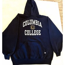 Vintage Russell Athletic Columbia College Hoodie Navy Blue XL Made in USA