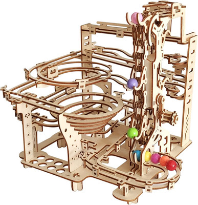Wooden Marble Run 3D Puzzle - Wood Crafts Mechanical Marble Run Assembly Buildin