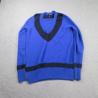 Aqua Cashmere Sweater Womens Medium Blue 100% Cashmere Knit V-Neck