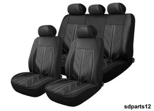 Sitzbez�ge Kunstleder Schwarz Graue Naht 1 Komplettset f�r BMW 1er 3er 5er X1 X3
