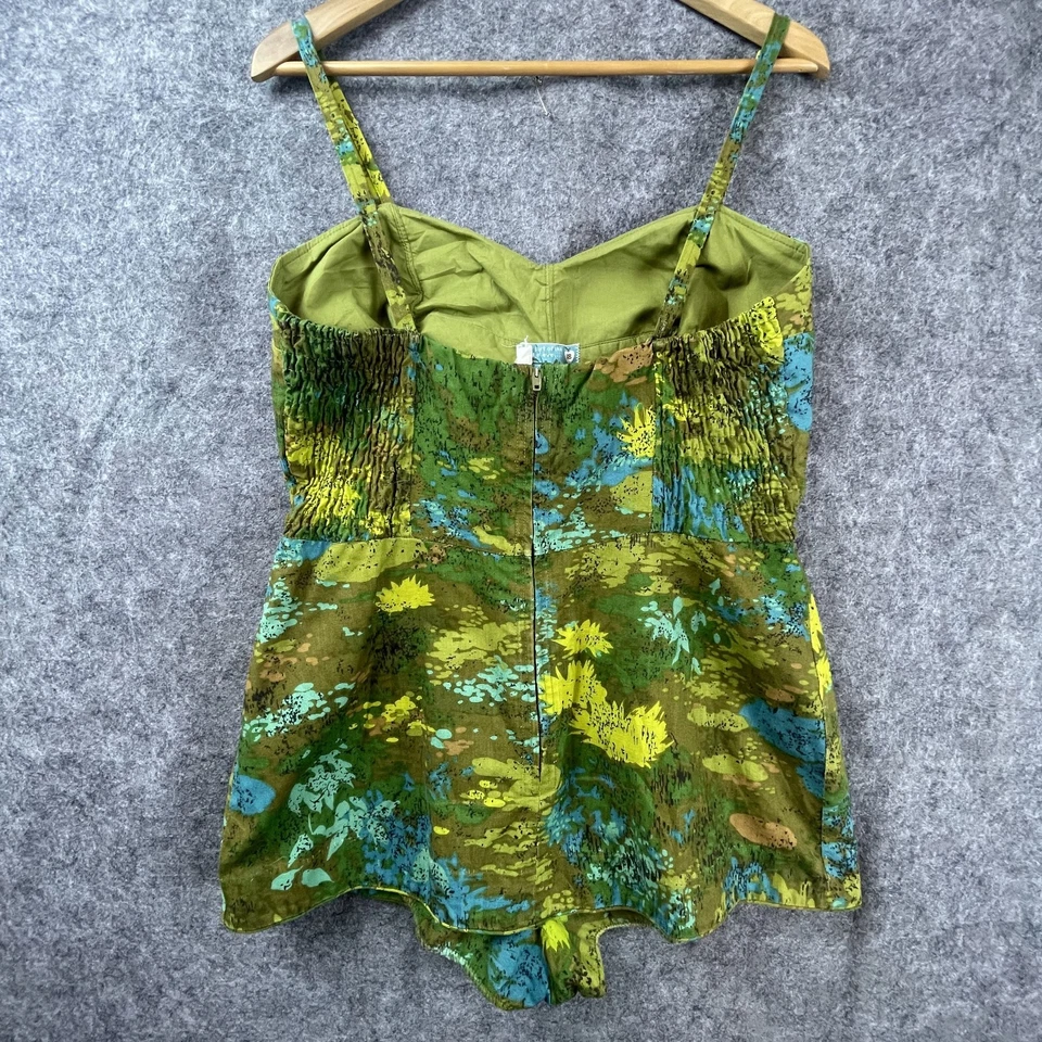 Traje de baño vintage Catalina mameluco para mujer talla 18 verde retro años 60 pinup mono Foto 2 de 4