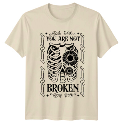 You Are Not Broken T-Shirt Mental Health Rib Cage Sunflower Tee