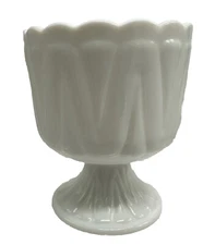 Milk glass Compote, Tulip Zig Zag Bowl Vase