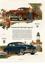 1948 KAISER brown 4-door Sedan FRAZER blue 4-door sedan art Vintage Print Ad