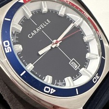 Bulova Caravelle 40mm Silver-Tone Stainless Steel Case with Blue  