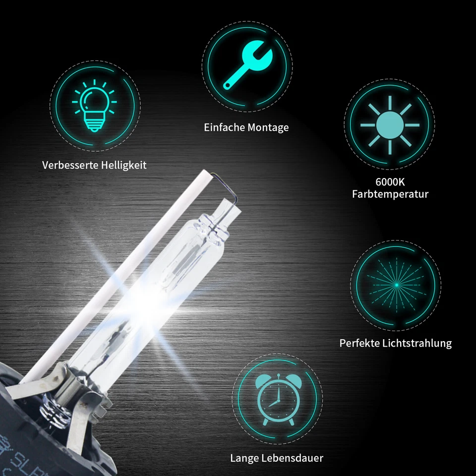 2x Bruciatore Xenon D2S 6000K BLACK EDITION per VW Golf IV Variant 1J5 Lampadina - Immagine 2 di 4