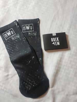  Rock Em Socks Youth Large *Fits Shoe Size 2-5.5  NWO Chainlink Black 
