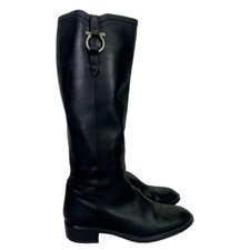 Salvatore Ferragamo Gancini Black Leather Fersea Riding Boots Size 5 B EUC