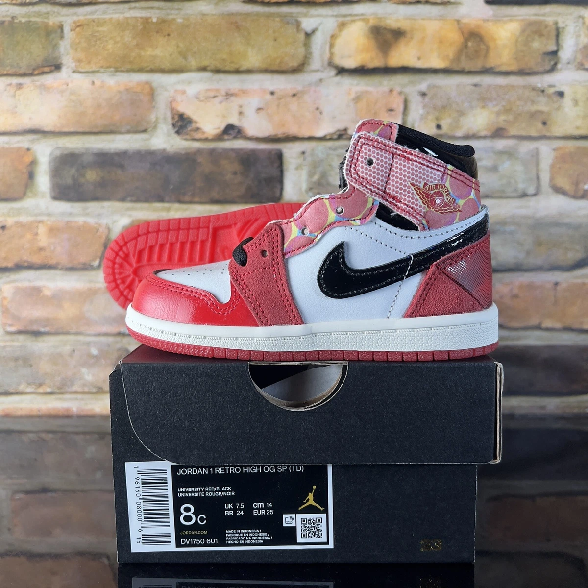 Nike Air Jordan 1 High OG Spider-Verse SP (TD) Size 8C DV1750-601