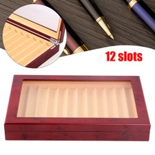 12 Slots Wood Fountain Pen Display Case Holder Storage Collector Box Organizer