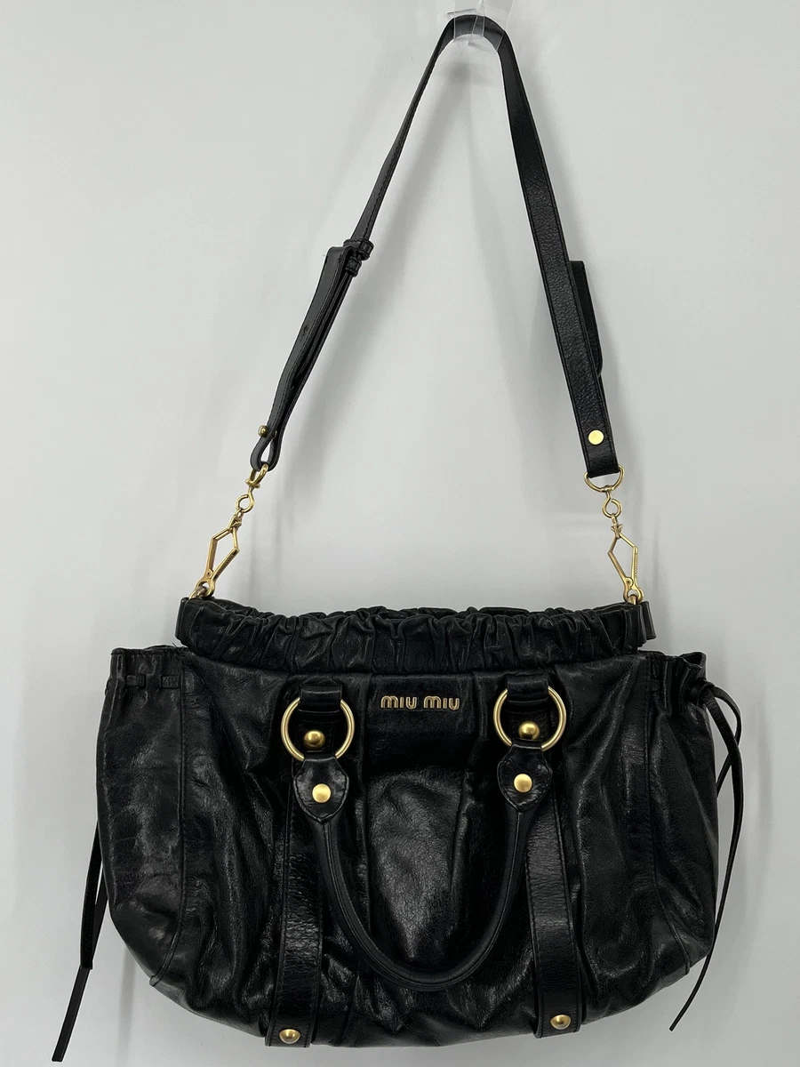 Black Arcadie Leather Bag | Miu Miu