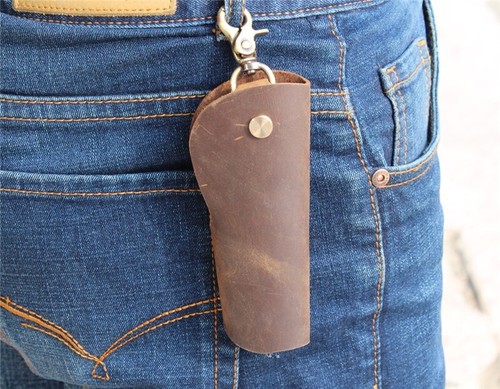 Hand-made Long Key Bag Key Case Simple Multifunctional Leather Key Organizer - Picture 4 of 11