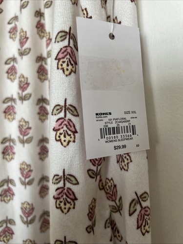 NEW! Croft and Barrow ~White Floral ~ Nightgown / Lounge ~Size XXL - Picture 10 of 11