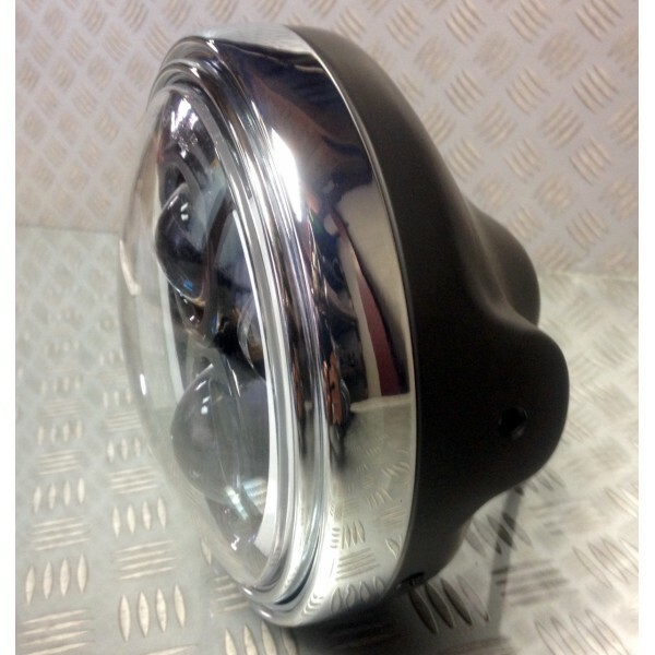 Phare LED Cafe Racer MCSO Performance noir pour moto custom vintage