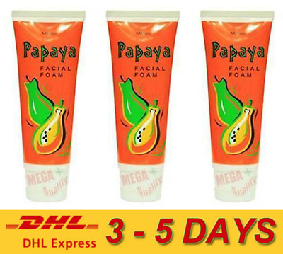 3 x Mistine Papaya Enzymes Extract Bright Facial Foam Face Wash Cleanser 100g