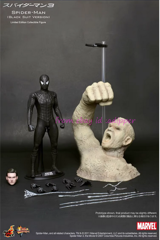 Perfect Hot Toys Mms165 1/6 Black Suit Ver Spiderman With Sandman