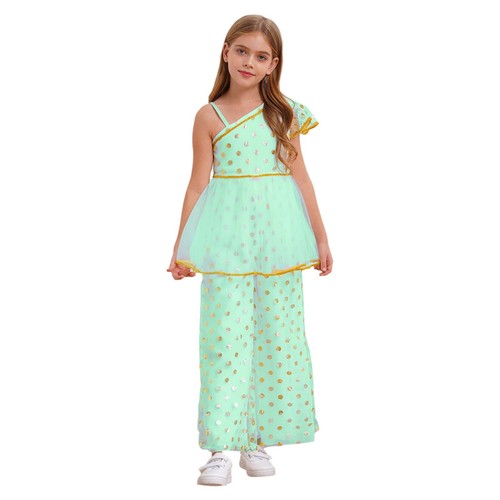 Kids Girls Pants Suit Indian Overalls Overlay Dressy Special Jumpsuit Salwar - Picture 19 of 46