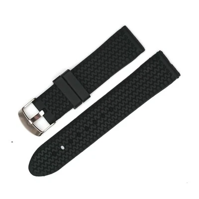 Bracelet de montre en caoutchouc souple bande de roulement pneu 20 mm usure confortable, boucle en acier inoxydable - Photo 1/3