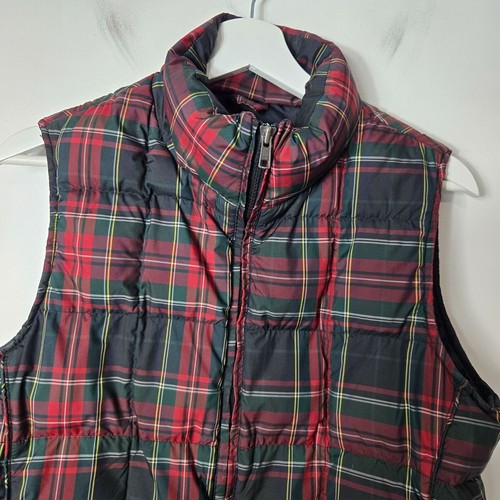 Eddie Bauer Size S Women's Goose Down Red Plaid Zip Puffer Vest Jacket - Picture 3 of 11