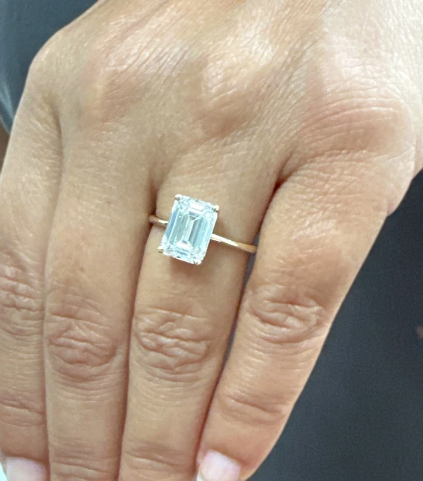 Emerald Cut Diamond Engagement Ring IGI Certified 14k Solid Yellow Gold 3.00ctw - Image 2 of 4